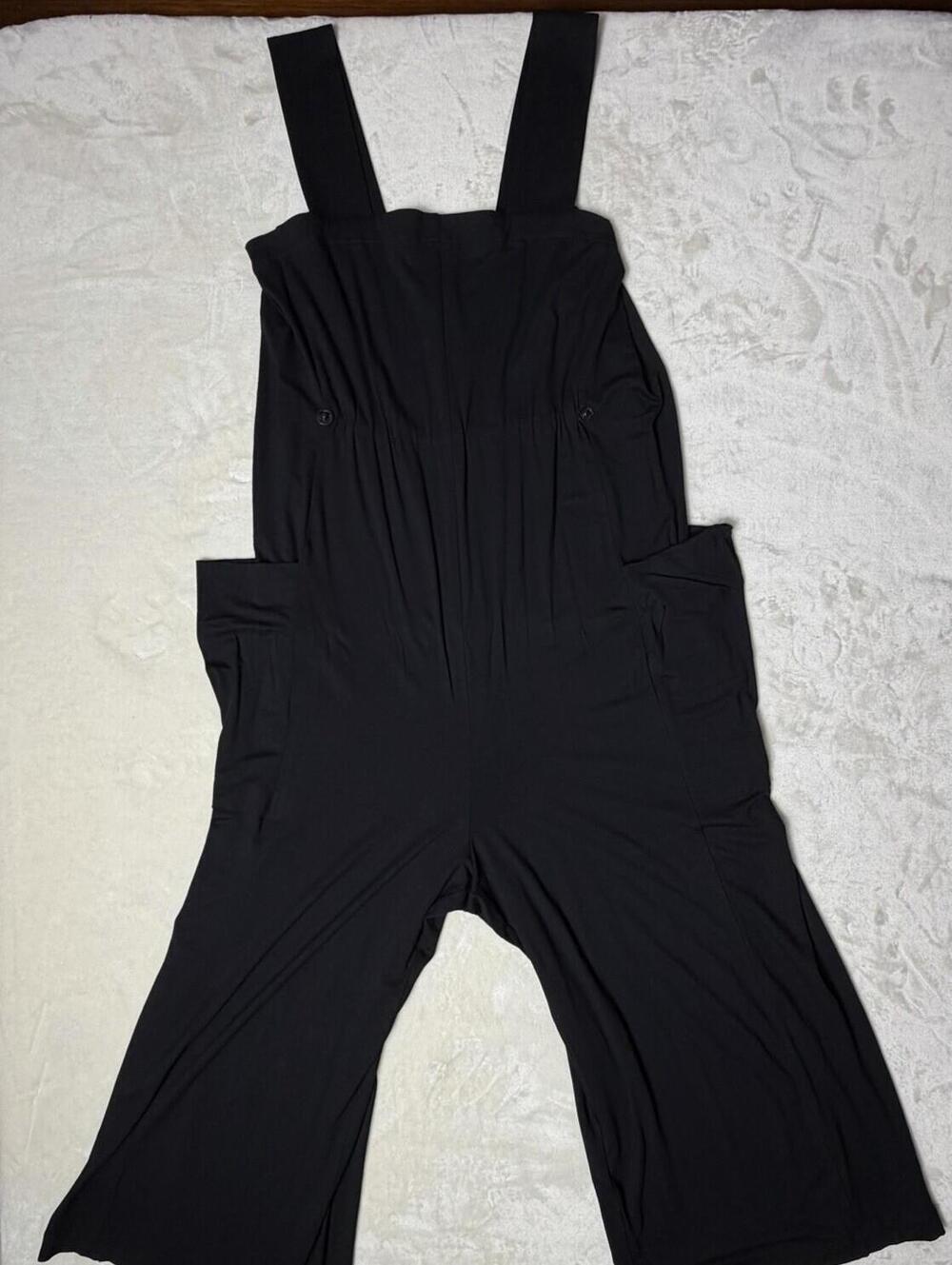 Eileen Fisher Black Jumper Overalls Wide Leg Tank Dress Size S/P